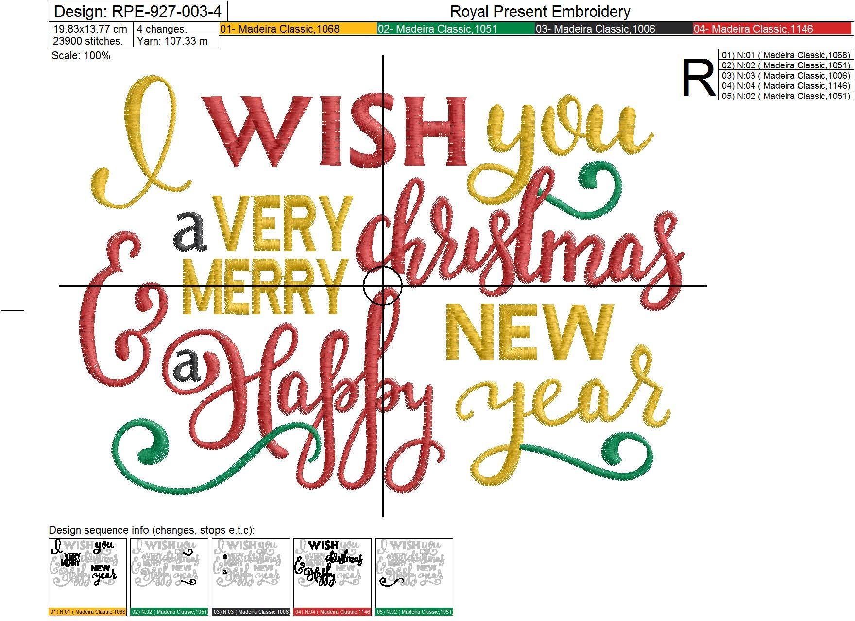 Calligraphy Christmas Postcard Machine Embroidery Design