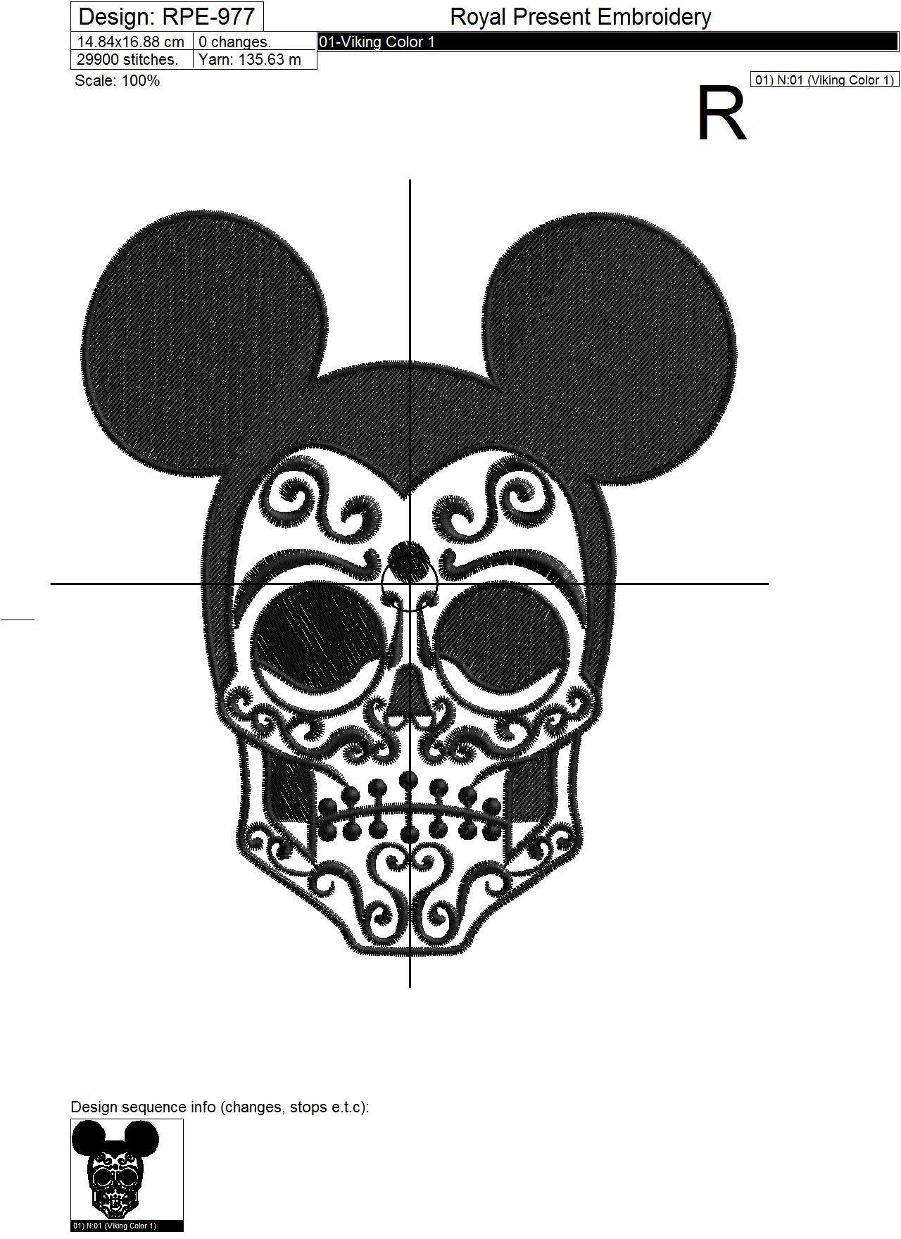 Free Machine Embroidery Design Dark Mouse - 3 sizes