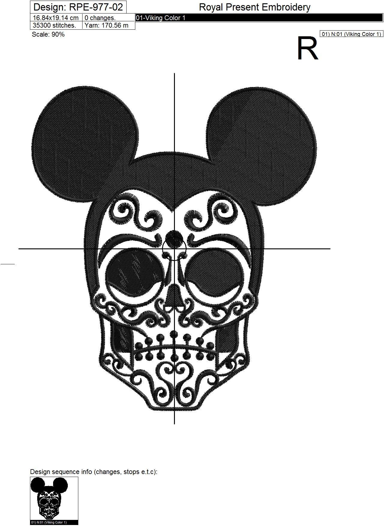 Free Machine Embroidery Design Dark Mouse - 3 sizes