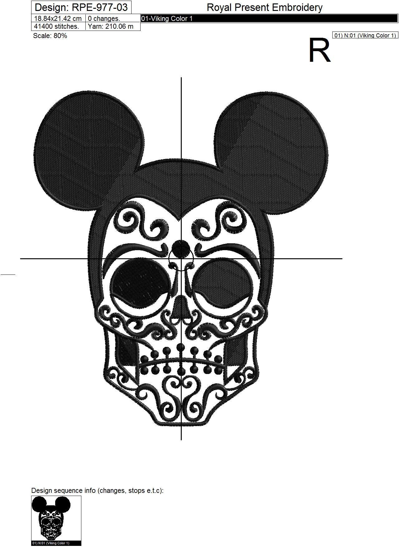 Free Machine Embroidery Design Dark Mouse - 3 sizes