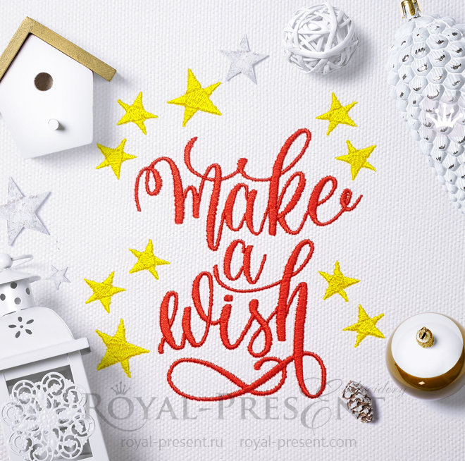 Make a Wish Inscription Machine Embroidery Design - 4 sizes RPE-1464