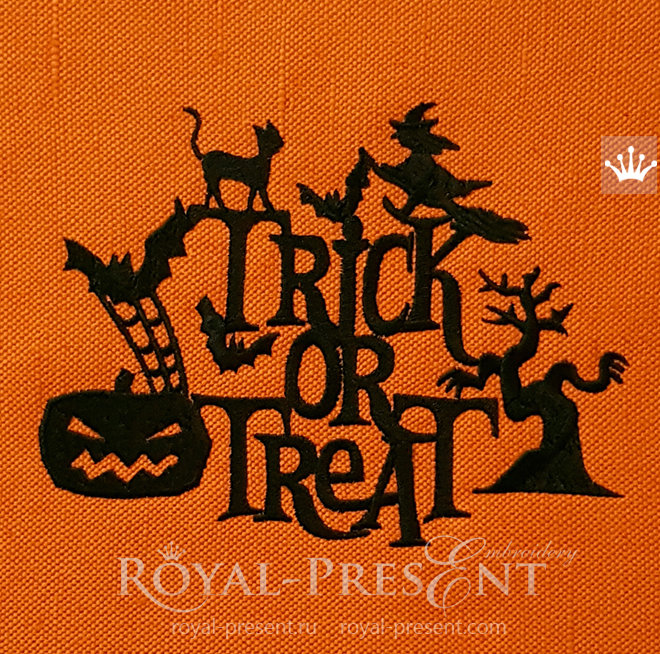 Silhouette Trick or Treat Machine Embroidery Design - 3 sizes