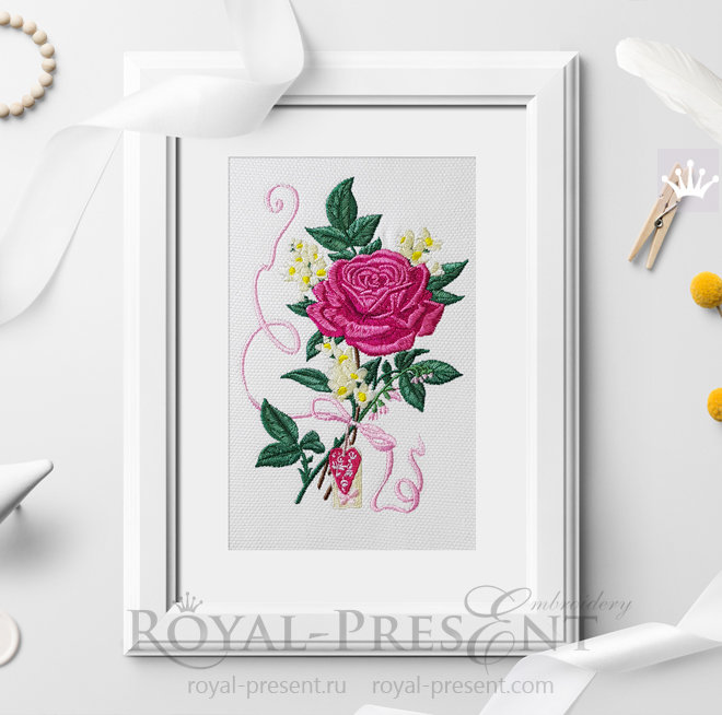 Rose and Jasmine Machine Embroidery Design - 2 sizes RPE-1468