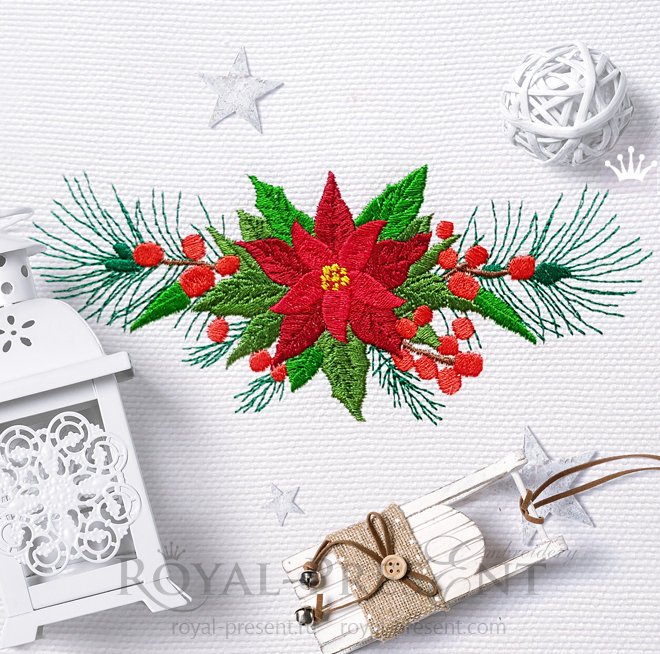 Poinsettia Border Machine Embroidery Design RPE-1470-2