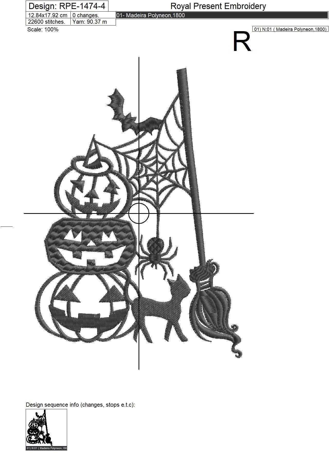 Silhouette Halloween Machine Embroidery Design - 7 sizes