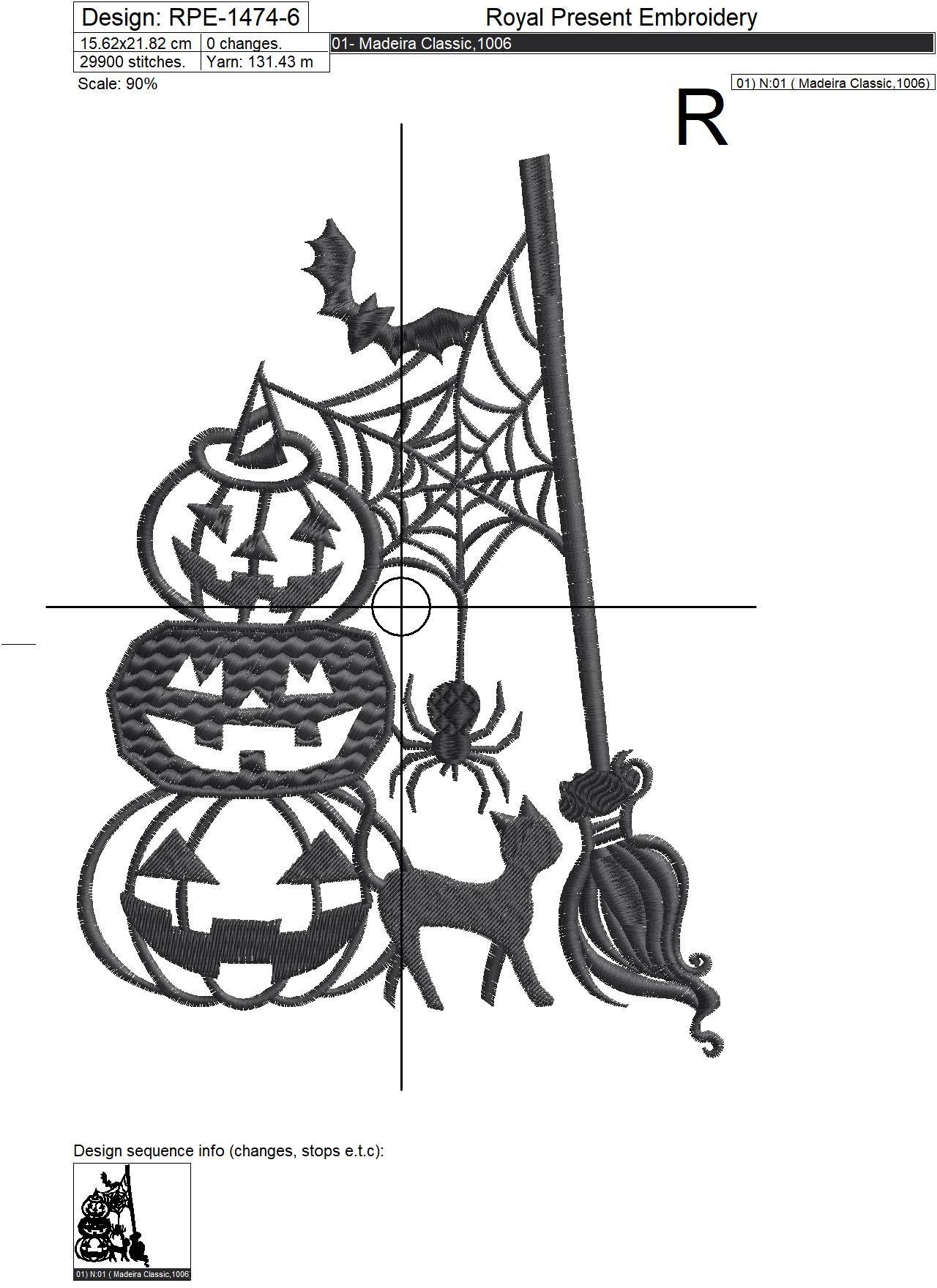 Silhouette Halloween Machine Embroidery Design - 7 sizes