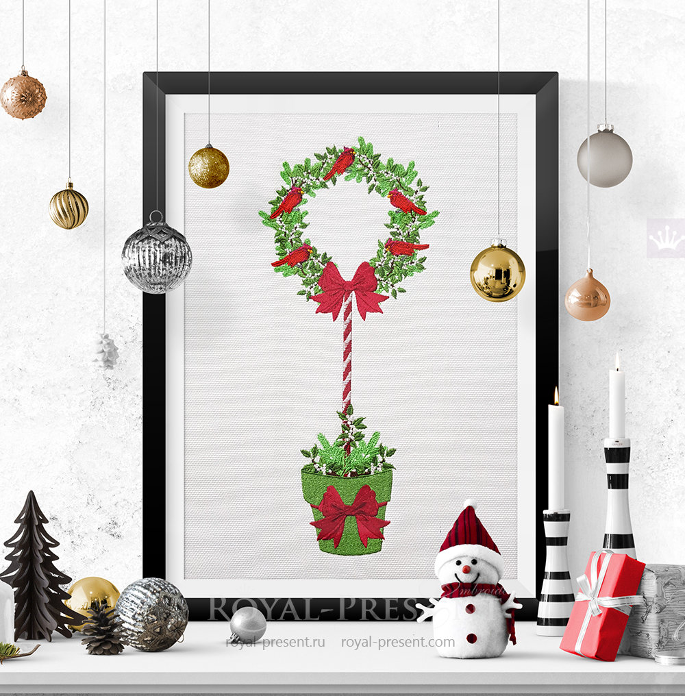 Christmas tree wall art machine embroidery design - 2 sizes RPE-1478