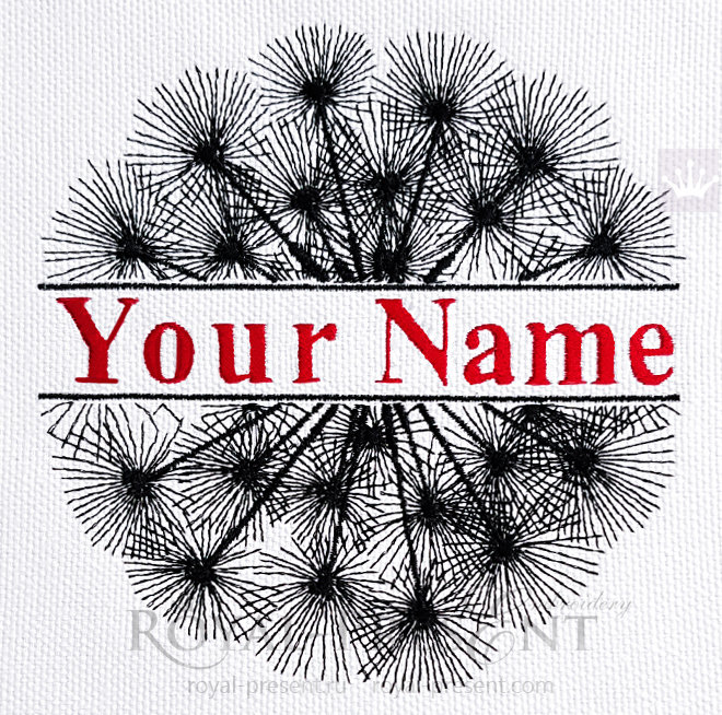 Machine Embroidery Design Dandelion Split Name Frame - 3 sizes RPE-1487