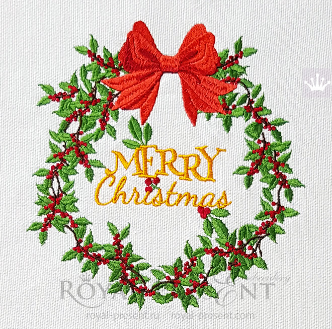 Christmas mistletoe Wreath Machine Embroidery Design - 4 sizes RPE-1484