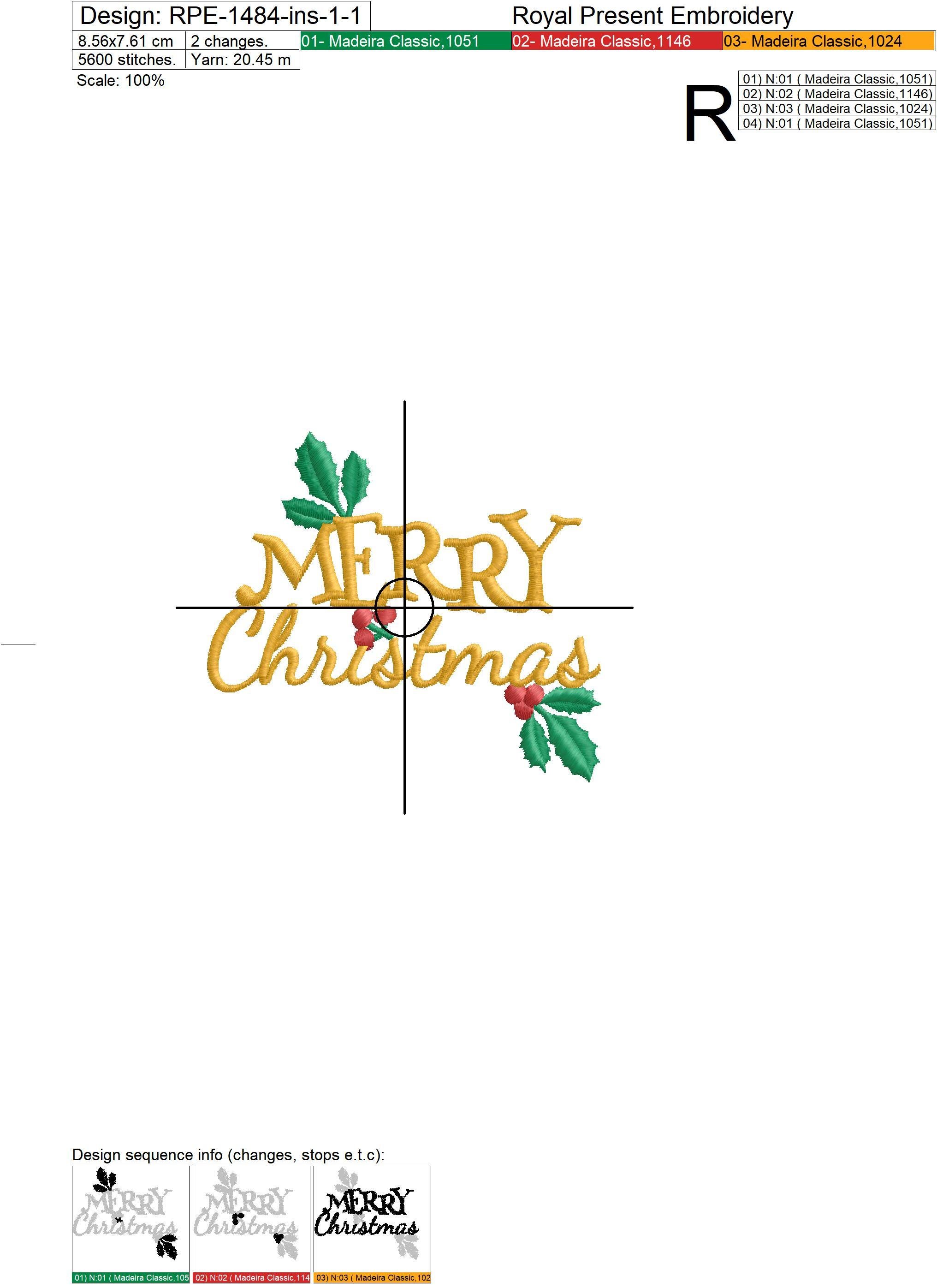 Christmas mistletoe Wreath Machine Embroidery Design - 4 sizes
