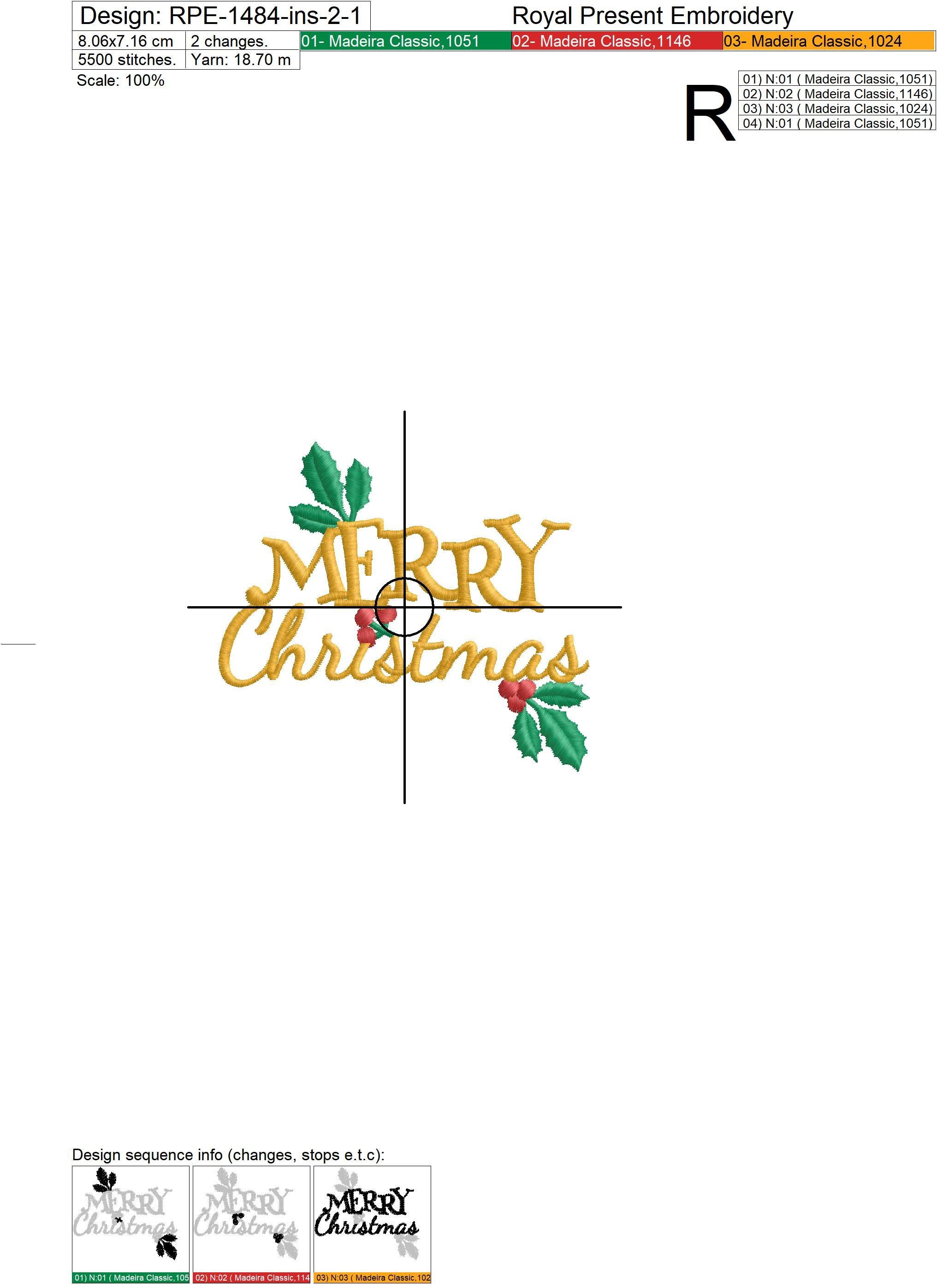 Christmas mistletoe Wreath Machine Embroidery Design - 4 sizes