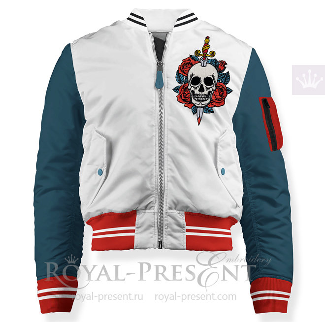 Tattoo Skull Machine Embroidery Design RPE-1485