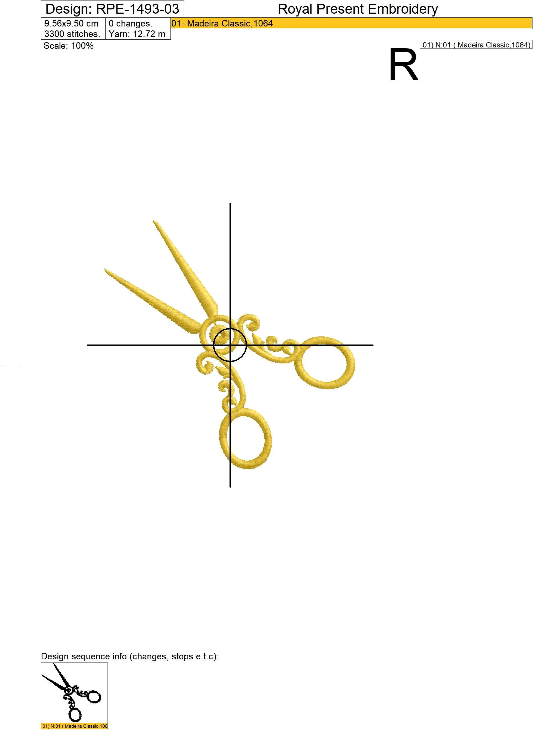 Antique scissors machine embroidery designs