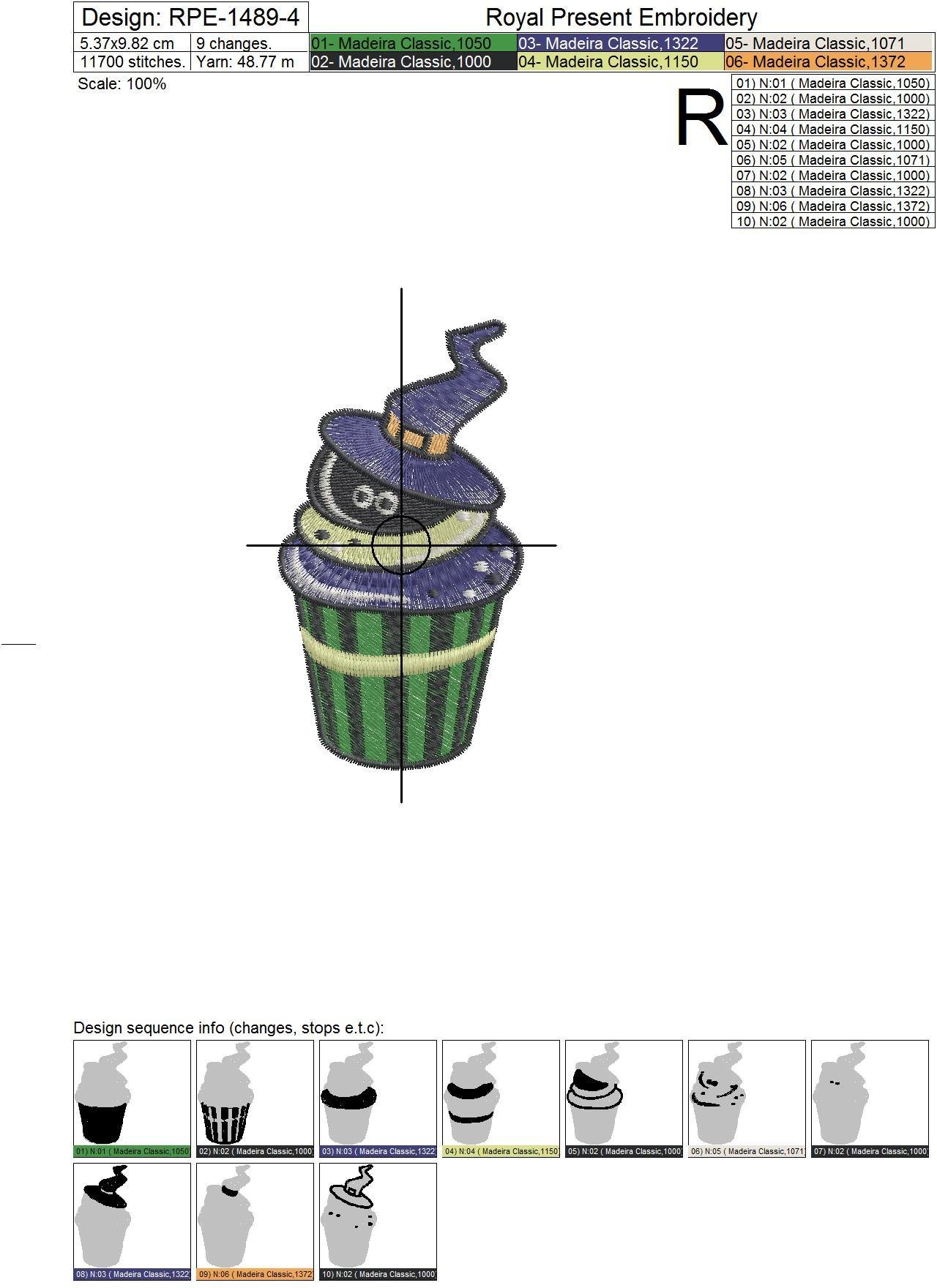 Halloween Cupcake Machine Embroidery Design - 3 sizes