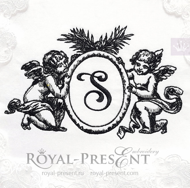 Baroque Angels Frame Machine embroidery design - 7 sizes RPE-1500