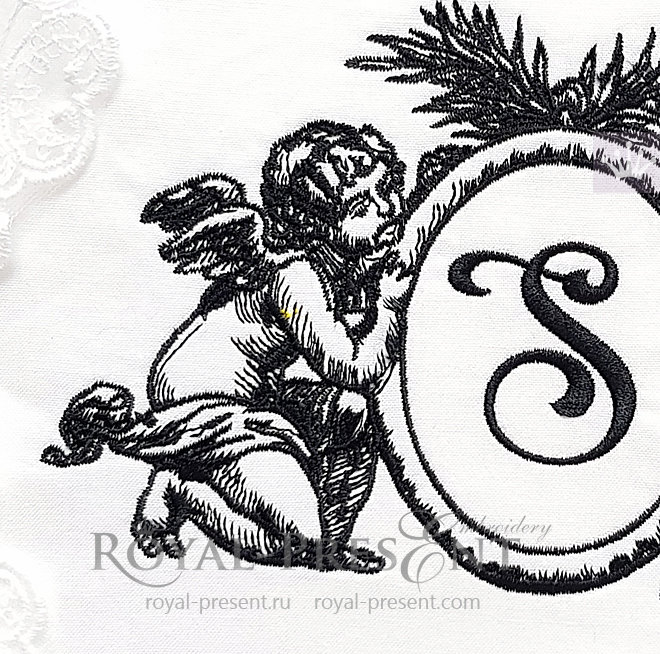 Baroque Angels Frame Machine embroidery design - 7 sizes