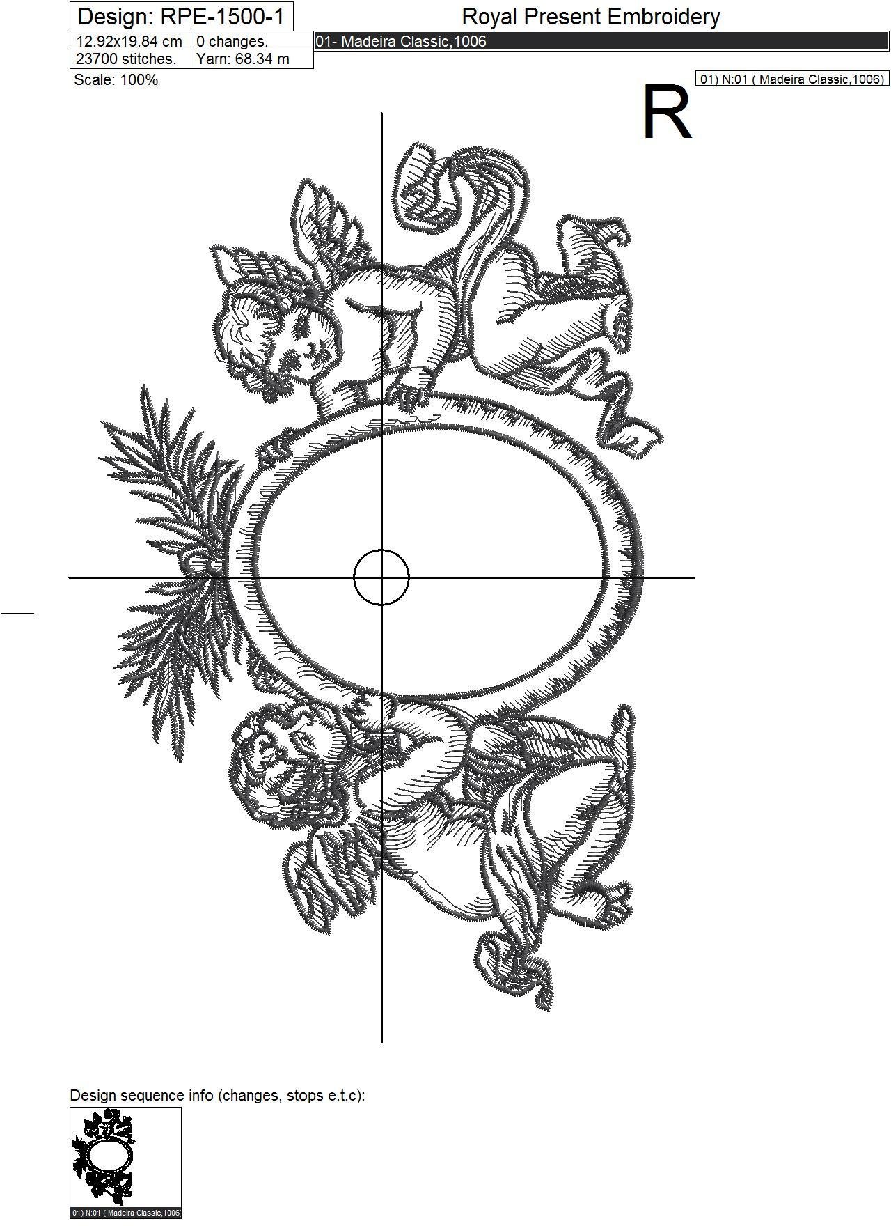 Baroque Angels Frame Machine embroidery design - 7 sizes