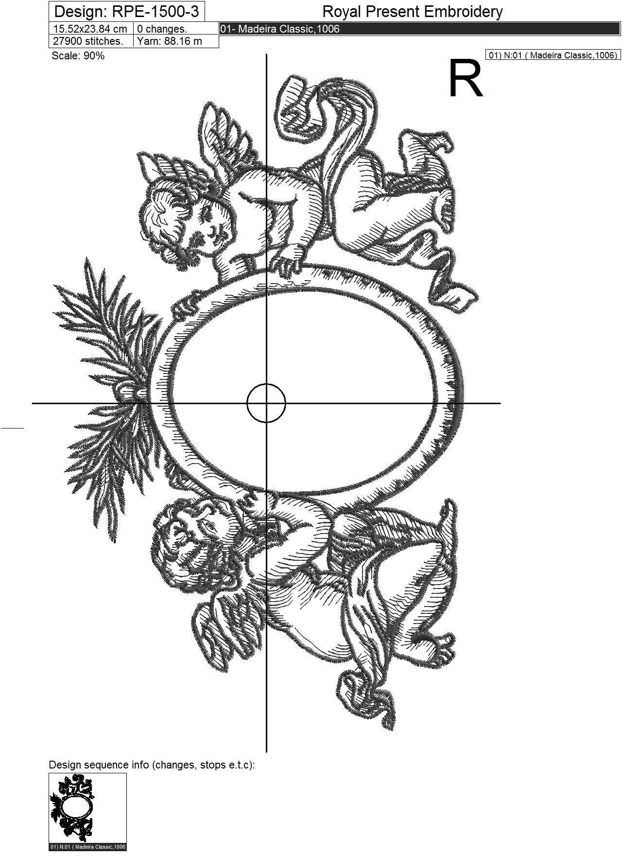 Baroque Angels Frame Machine embroidery design - 7 sizes