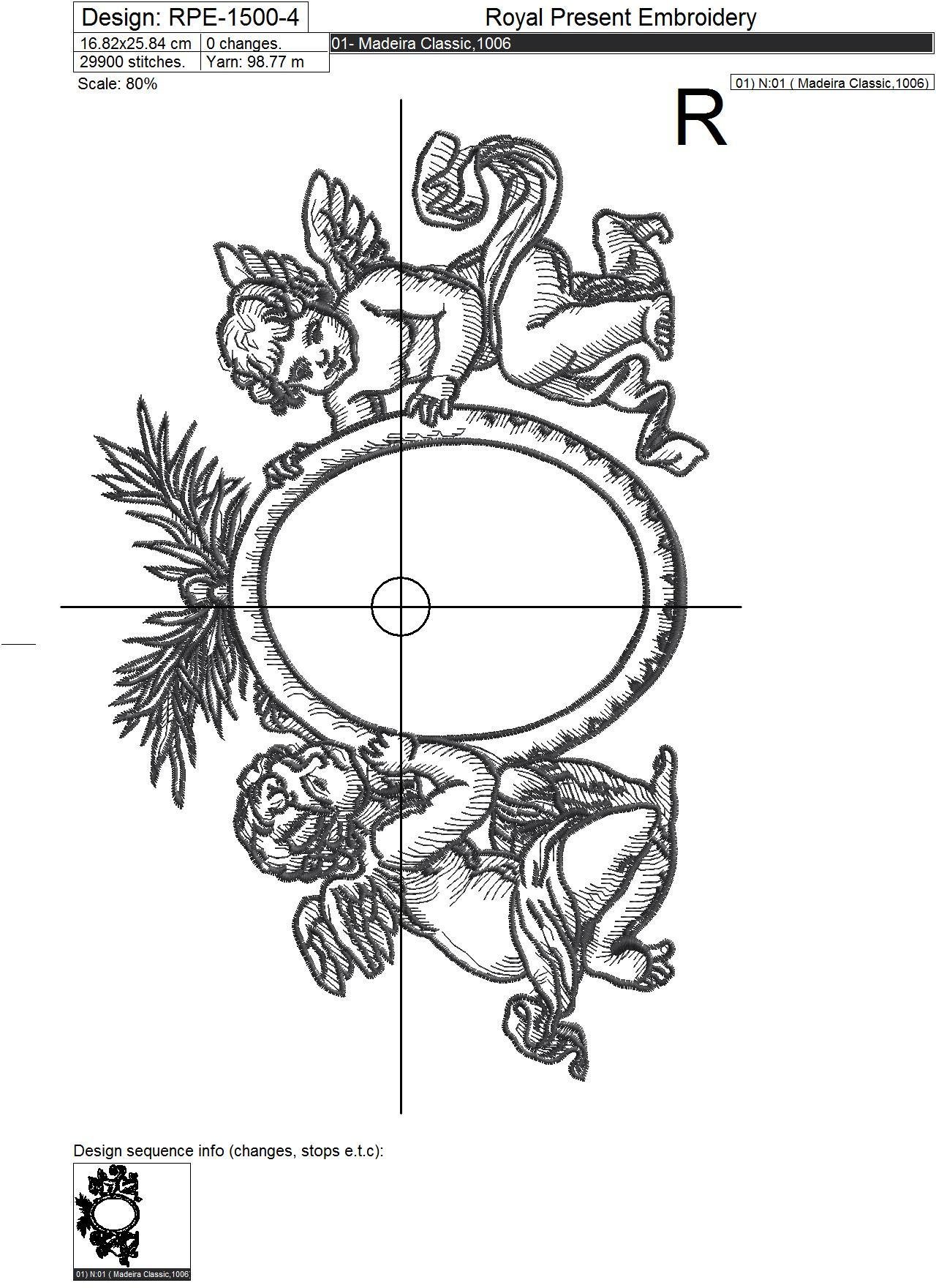Baroque Angels Frame Machine embroidery design - 7 sizes