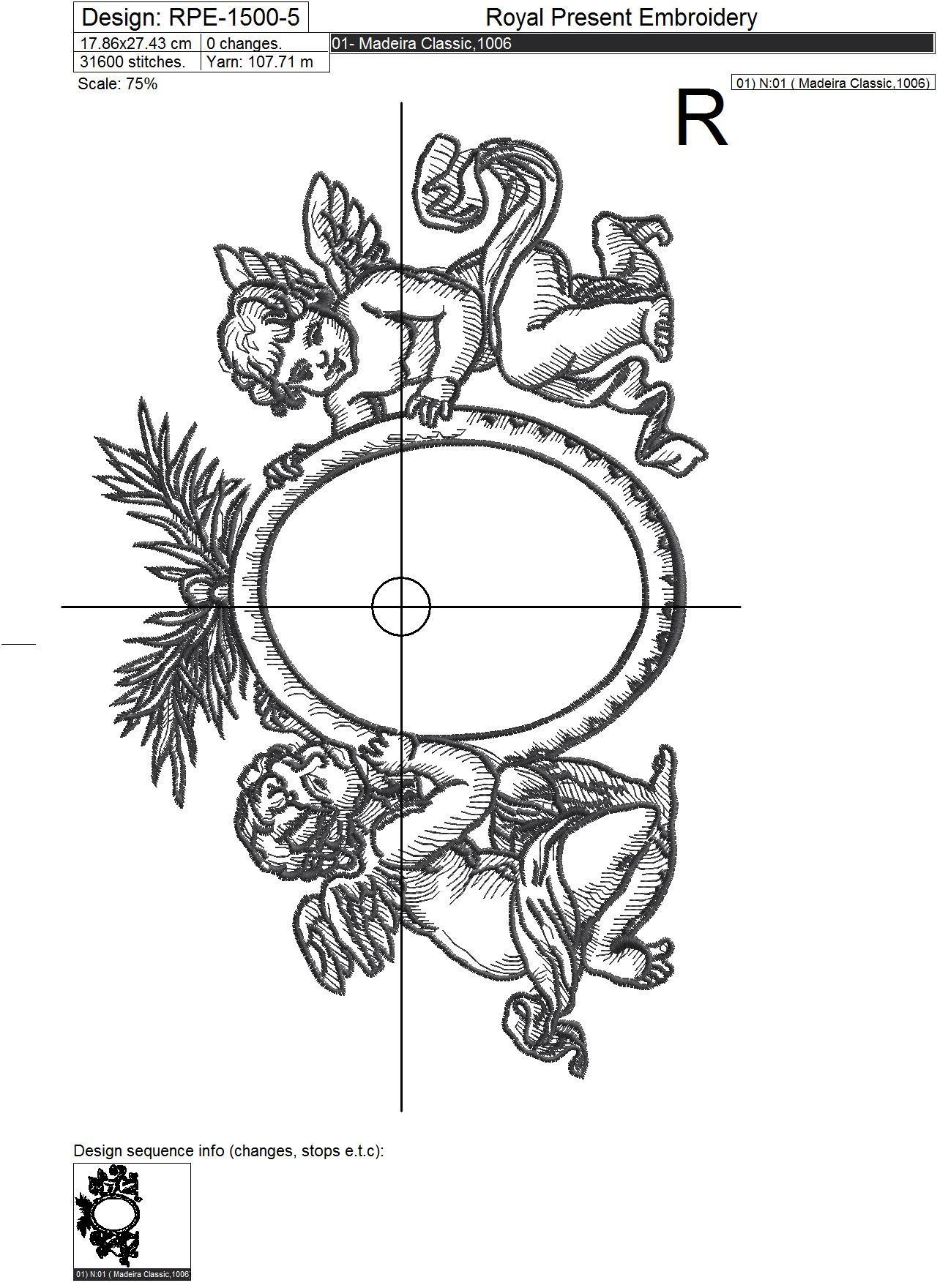 Baroque Angels Frame Machine embroidery design - 7 sizes