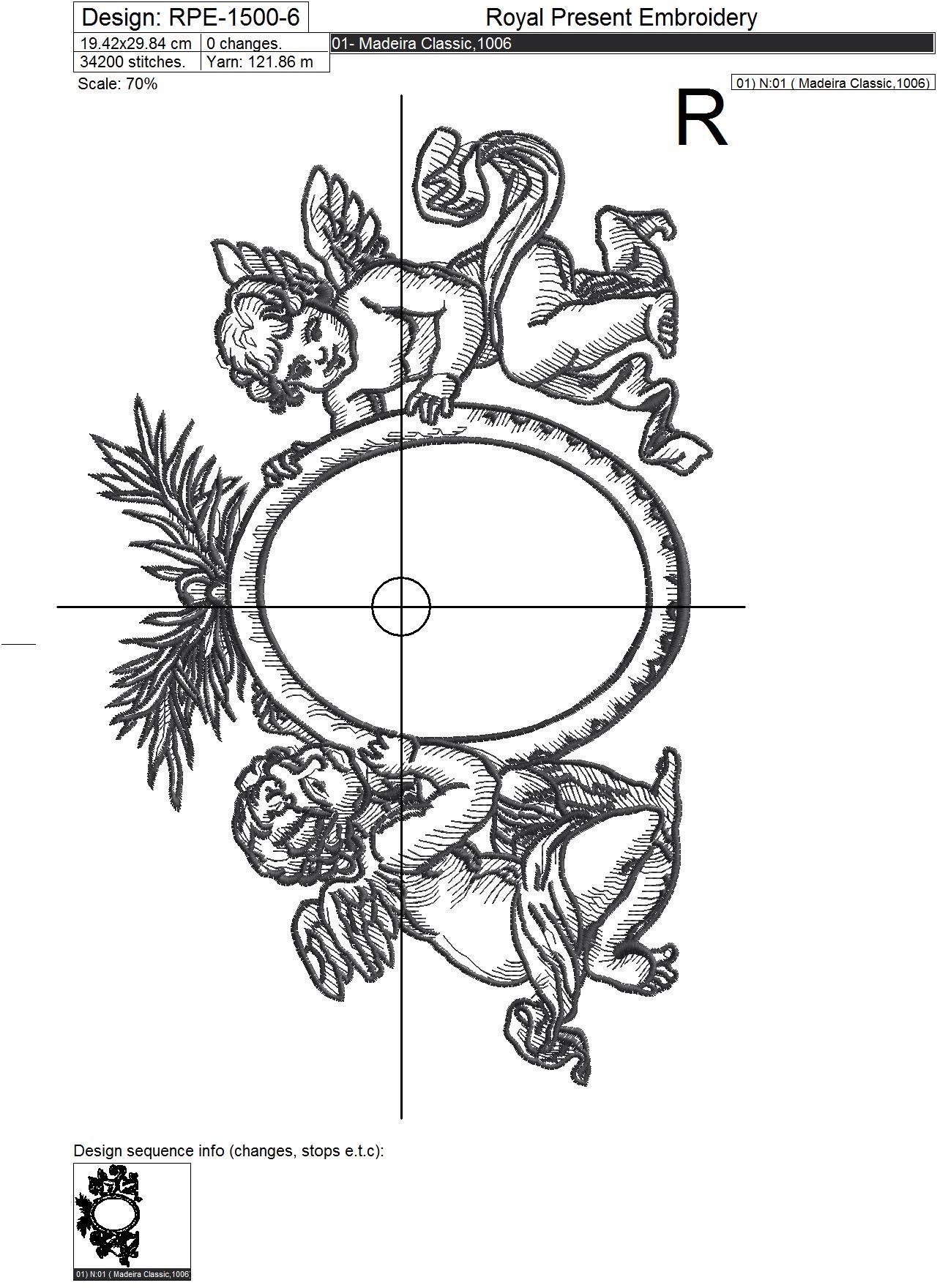 Baroque Angels Frame Machine embroidery design - 7 sizes