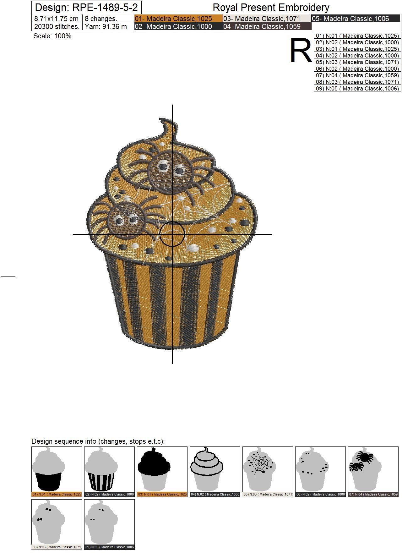 Terrible Halloween Cupcake Machine Embroidery Design - 3 sizes