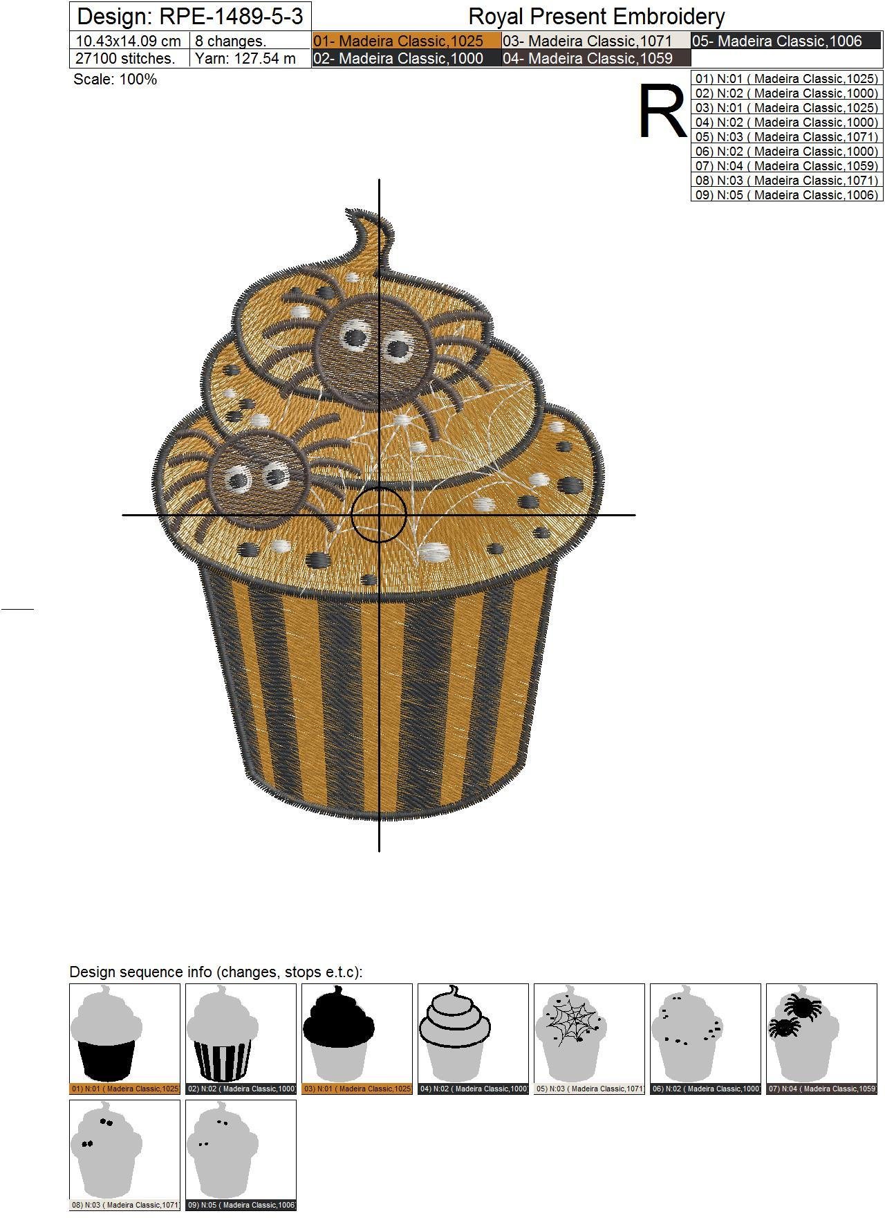 Terrible Halloween Cupcake Machine Embroidery Design - 3 sizes