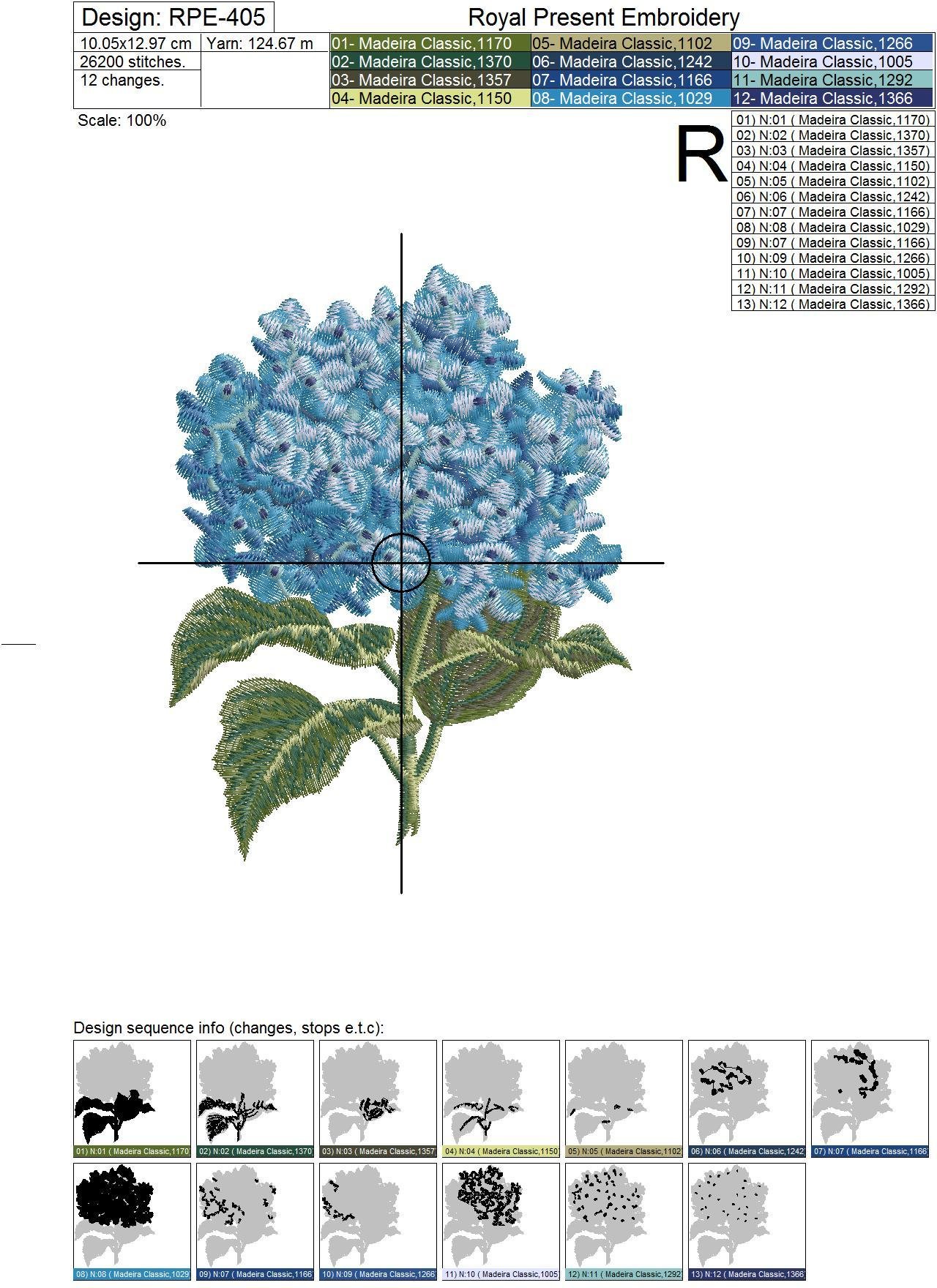 Machine Embroidery Design Hydrangea