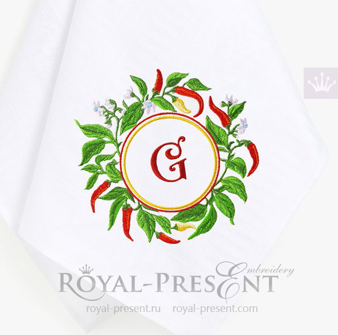Cayenne Pepper Frame Machine Embroidery Design - 4 sizes RPE-1502