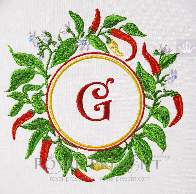 Cayenne Pepper Frame Machine Embroidery Design - 4 sizes