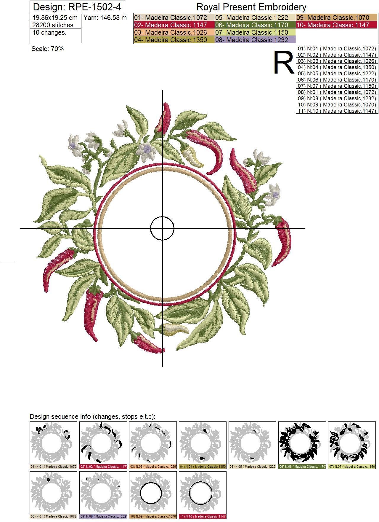 Cayenne Pepper Frame Machine Embroidery Design - 4 sizes