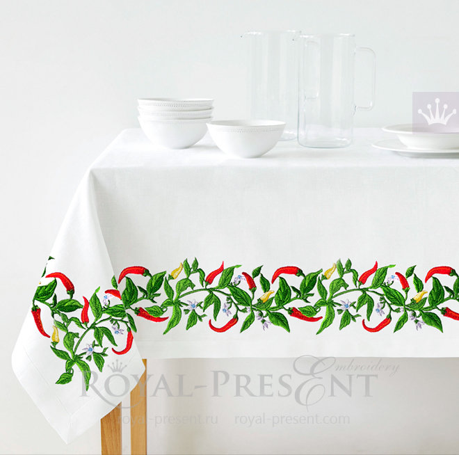 Cayenne Pepper Border Machine Embroidery Design - 4 sizes RPE-1504