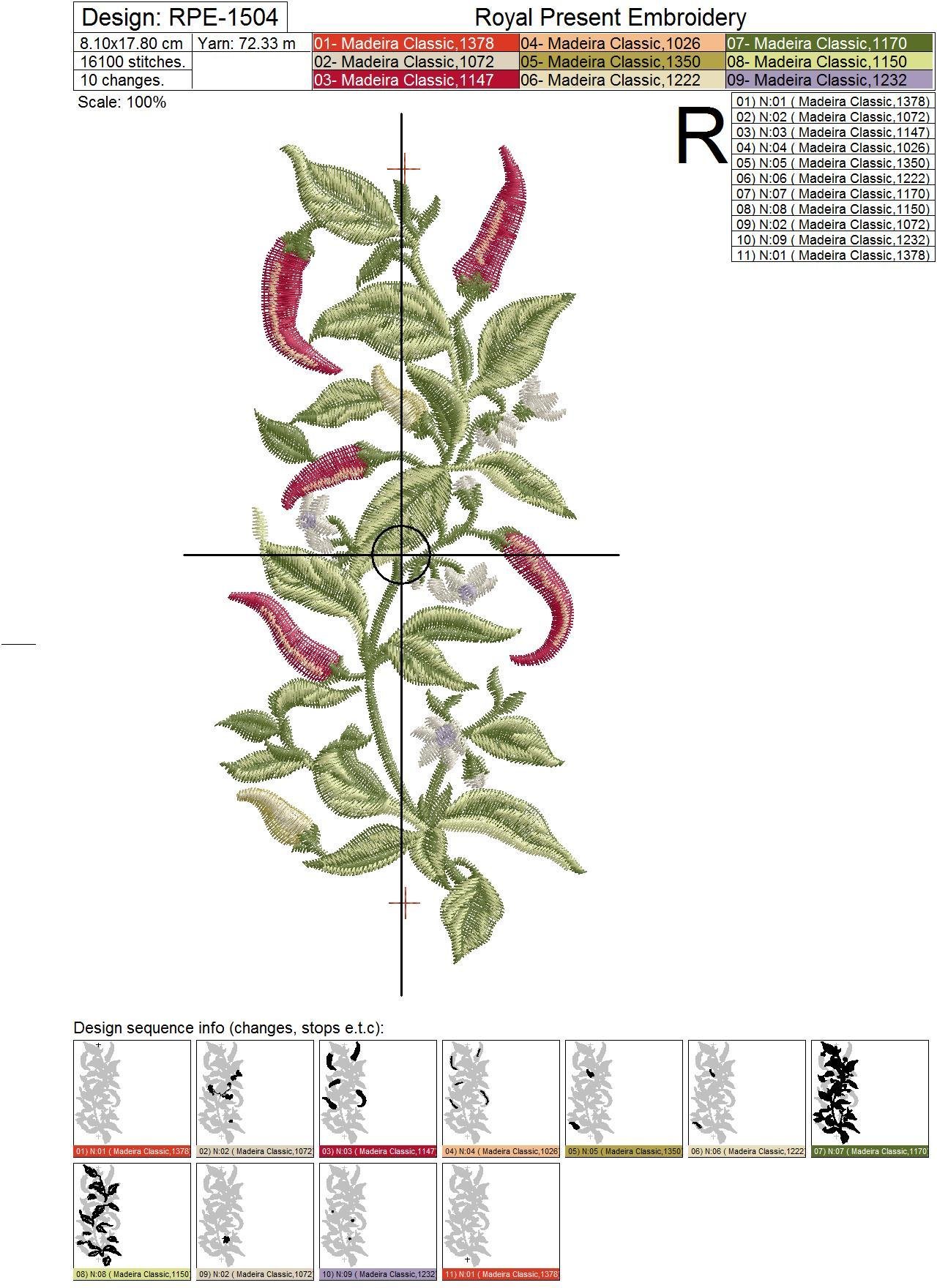 Cayenne Pepper Border Machine Embroidery Design - 4 sizes
