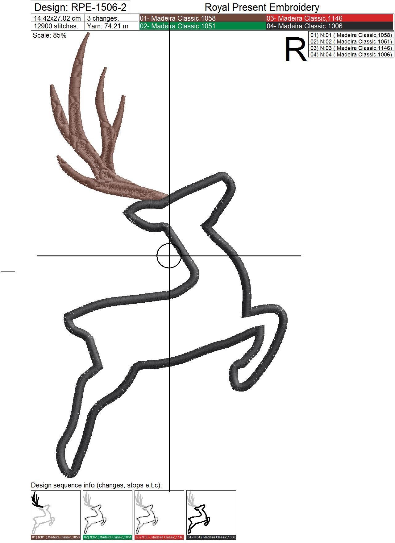 Deer Applique Machine Embroidery Design - 6 sizes