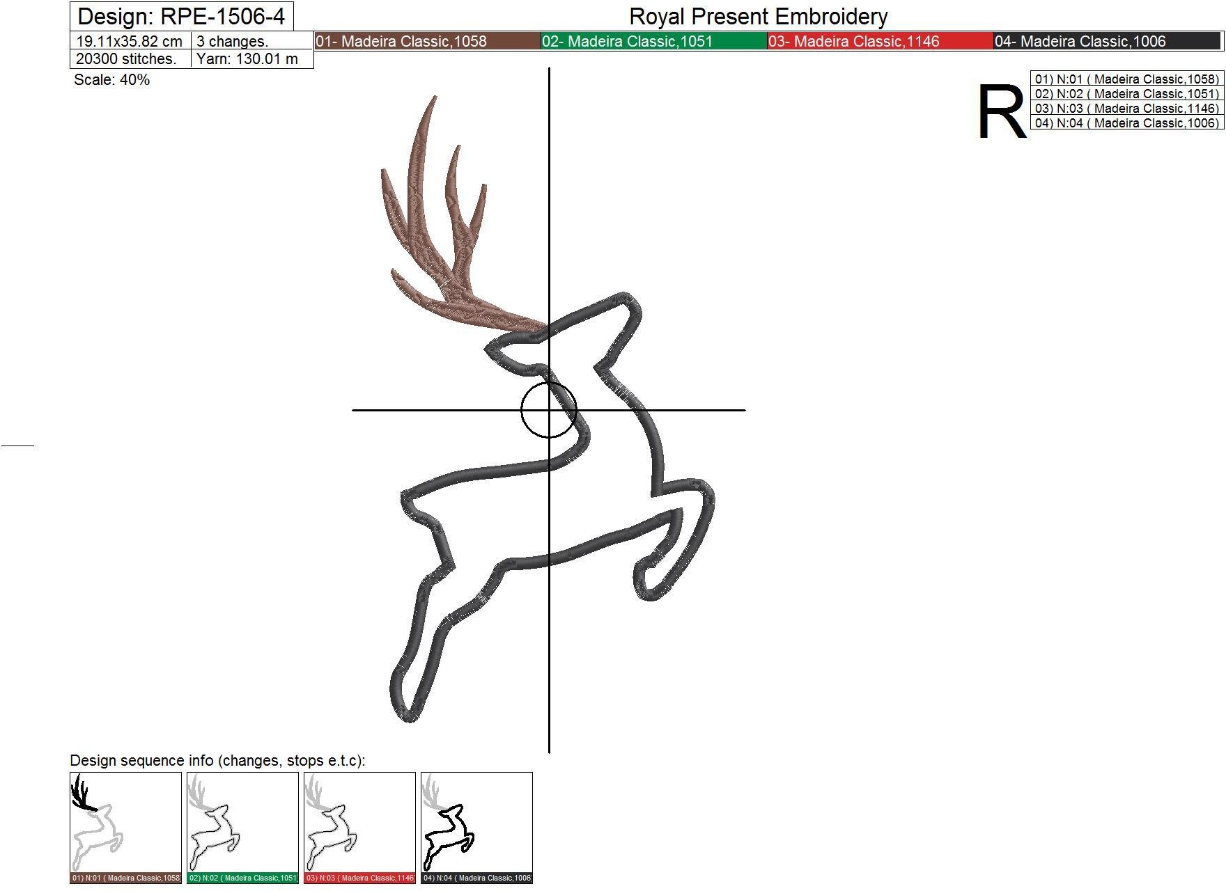 Deer Applique Machine Embroidery Design - 6 sizes