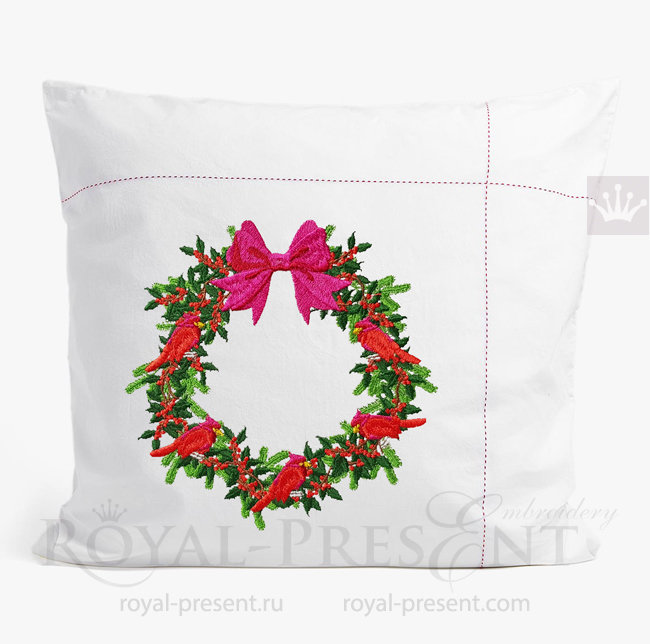Machine Embroidery Design Christmas Festive Wreath - 3 sizes