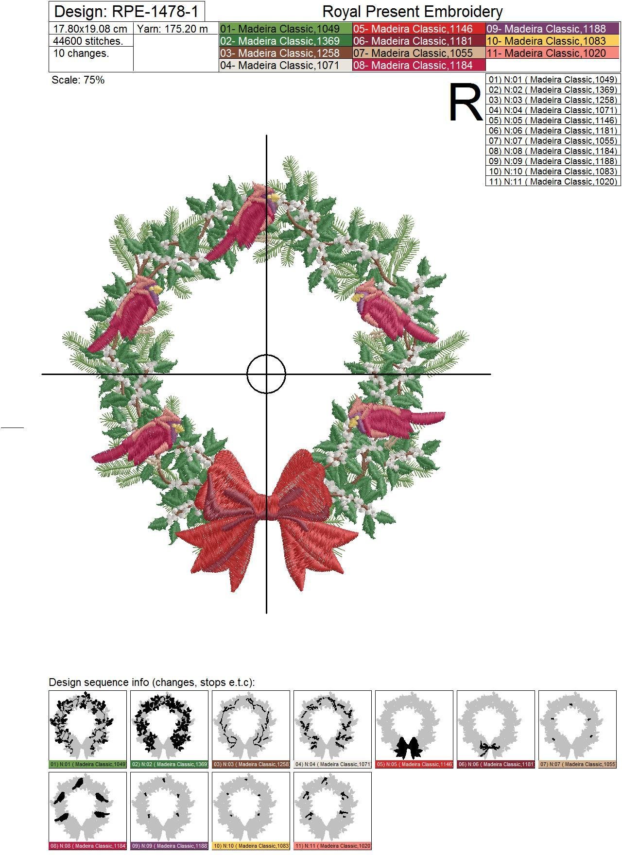 Christmas tree wall art machine embroidery design - 2 sizes