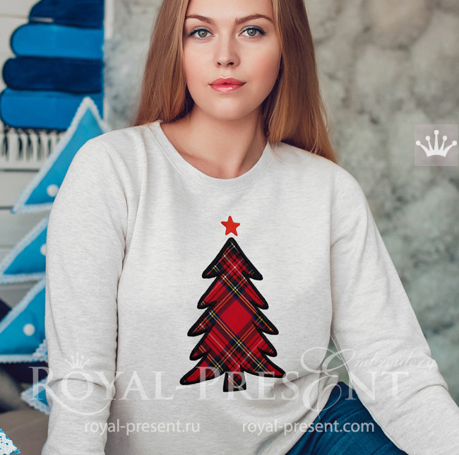 Christmas Tree Applique machine embroidery design - 6 sizes RPE-1518