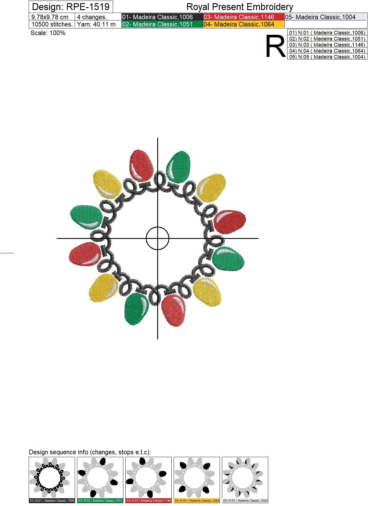 Christmas Garland frame Machine Embroidery Design