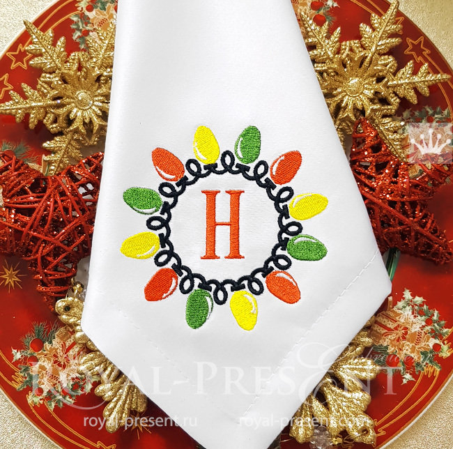 Christmas Garland frame Machine Embroidery Design