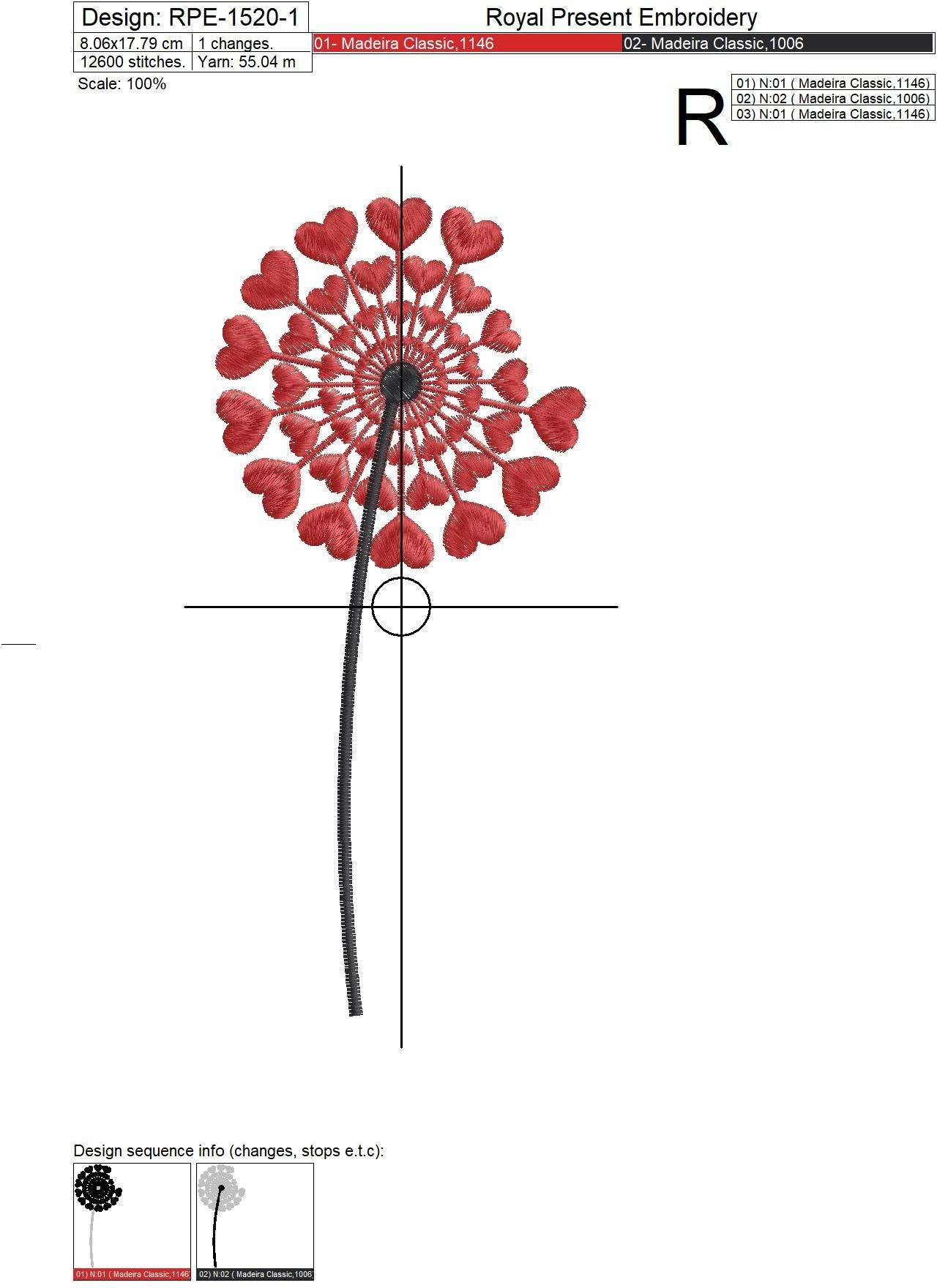 Set of Machine Embroidery Designs Dandelions - 3 sizes