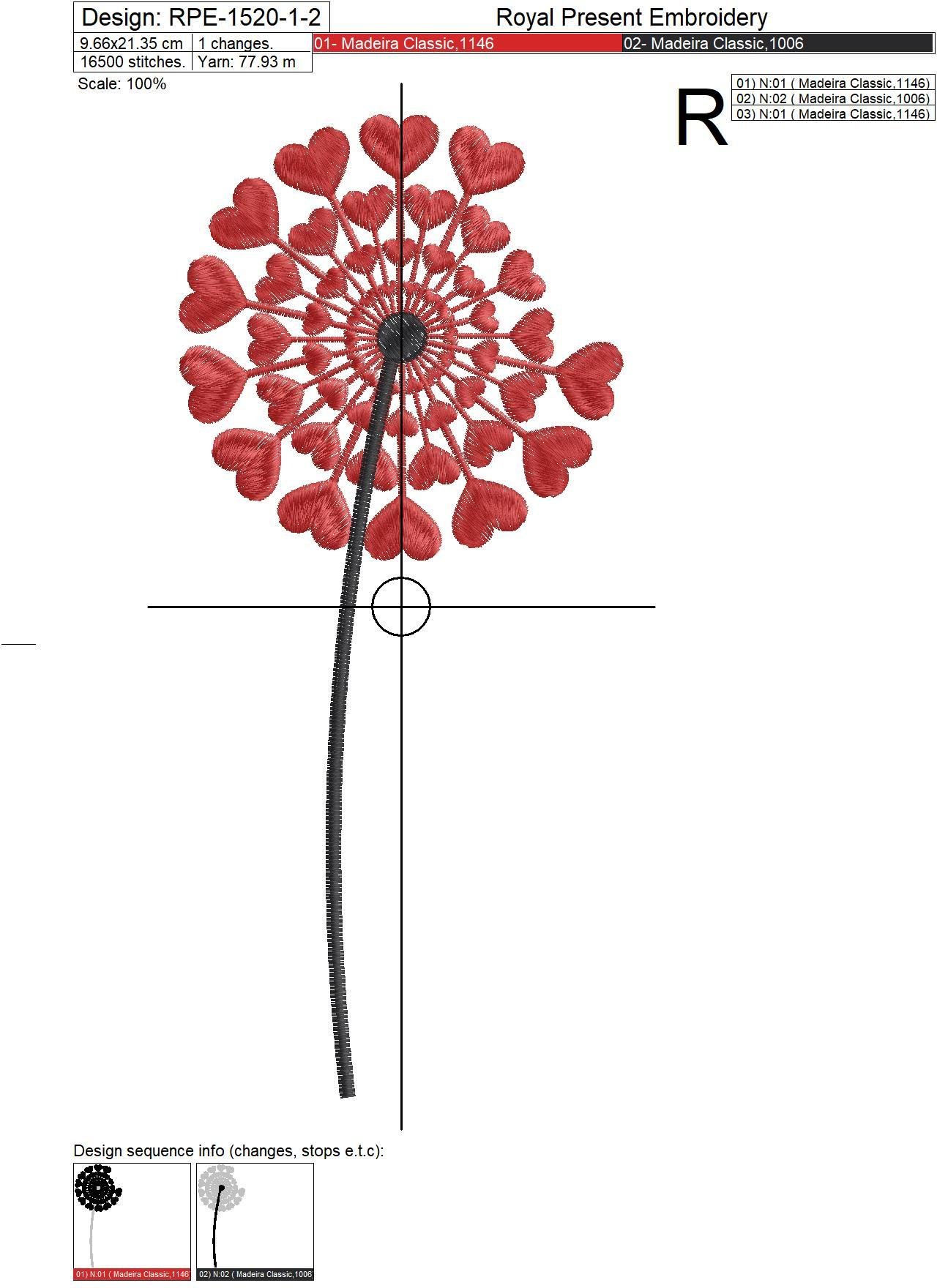 Set of Machine Embroidery Designs Dandelions - 3 sizes
