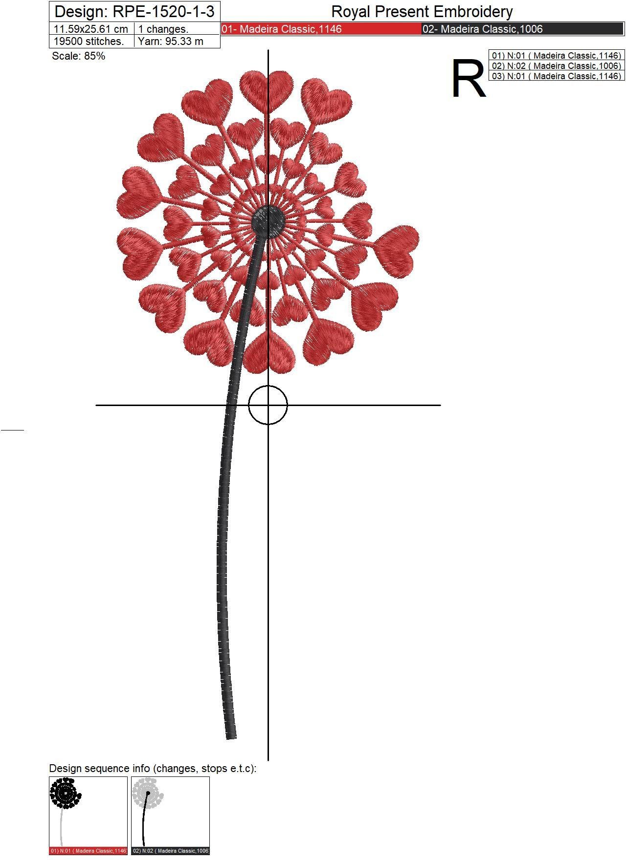 Set of Machine Embroidery Designs Dandelions - 3 sizes