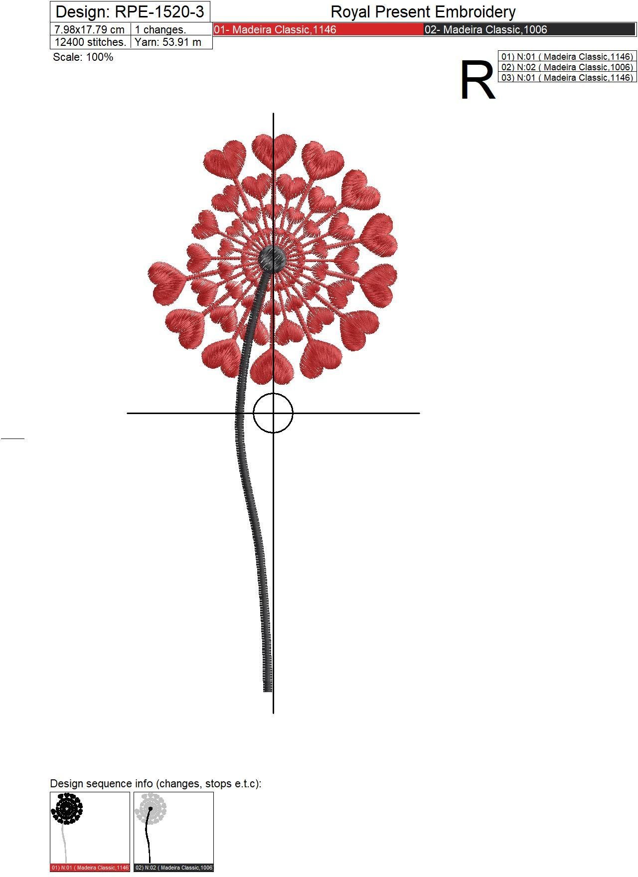Set of Machine Embroidery Designs Dandelions - 3 sizes