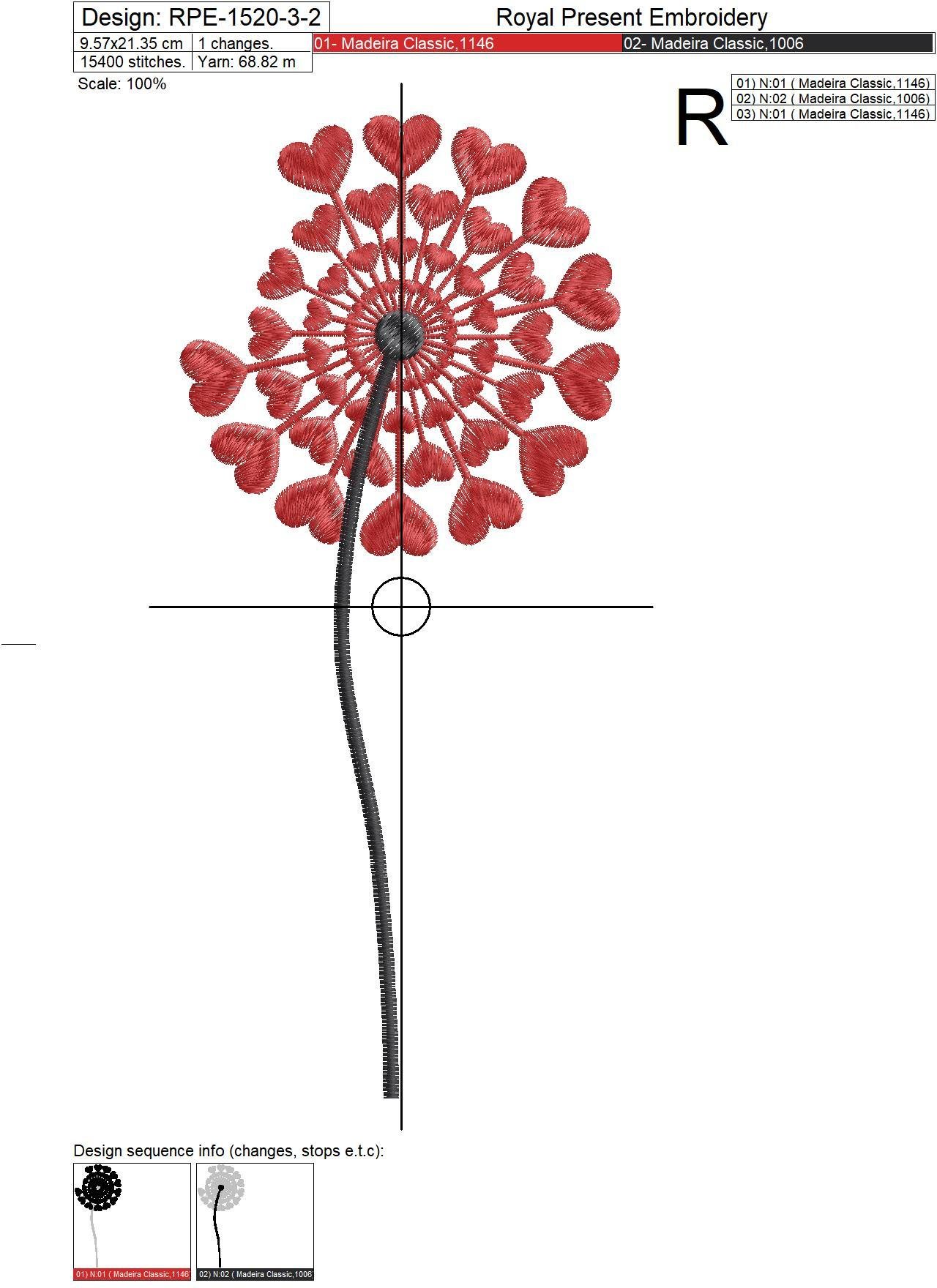 Set of Machine Embroidery Designs Dandelions - 3 sizes