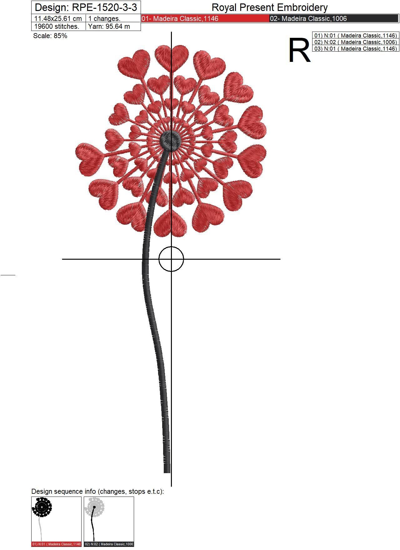 Set of Machine Embroidery Designs Dandelions - 3 sizes