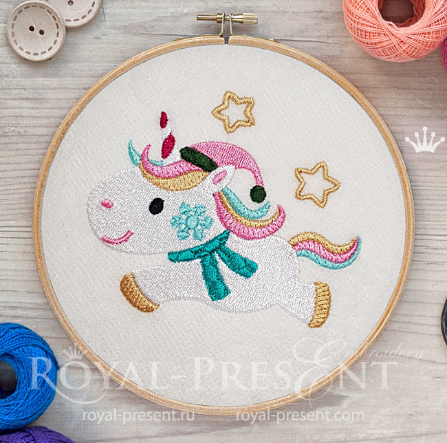 Christmas Unicorn Machine Embroidery Designs Set