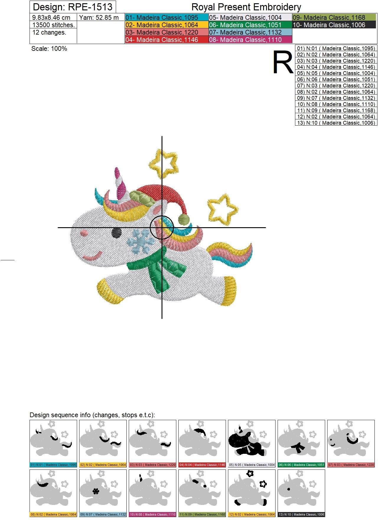 Christmas Unicorn Machine Embroidery Designs Set