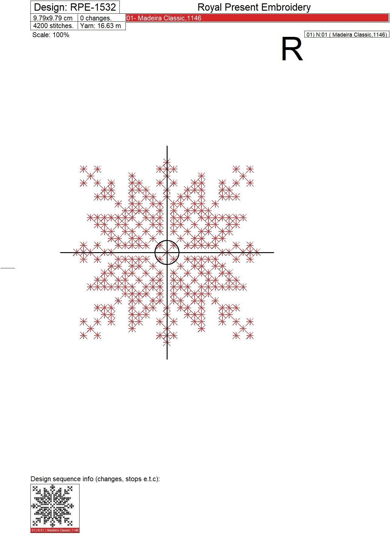 Norwegian Snowflake Cross-stitch Embroidery Design - 4 sizes