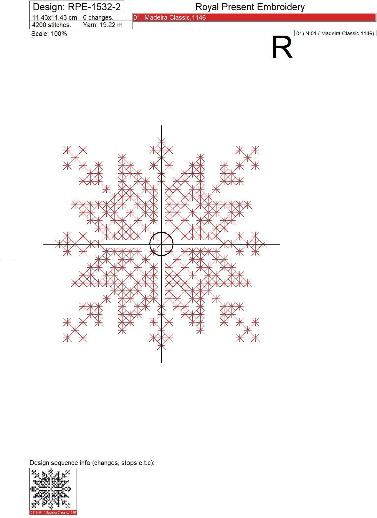 Norwegian Snowflake Cross-stitch Embroidery Design - 4 sizes